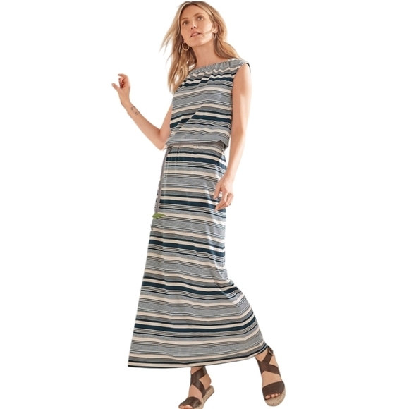 Garnet Hill Santorini Sleeveless Maxi Dress Size Small - Picture 1 of 6